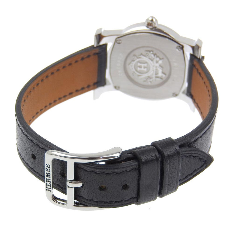 [Hermes] Hermes H Watch Rondo Rode HR1.210 Acero inoxidable X Cuero en relieve ▢ J Grabado Analógico Pantalla de plata.