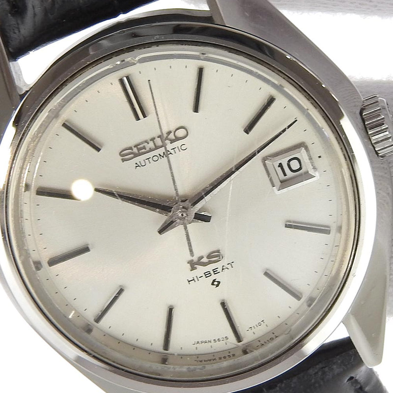 [Seiko]精工国王精工观看5625-7111不锈钢X浮雕皮革自动缠绕银色表盘国王Seiko Seiko男士B级