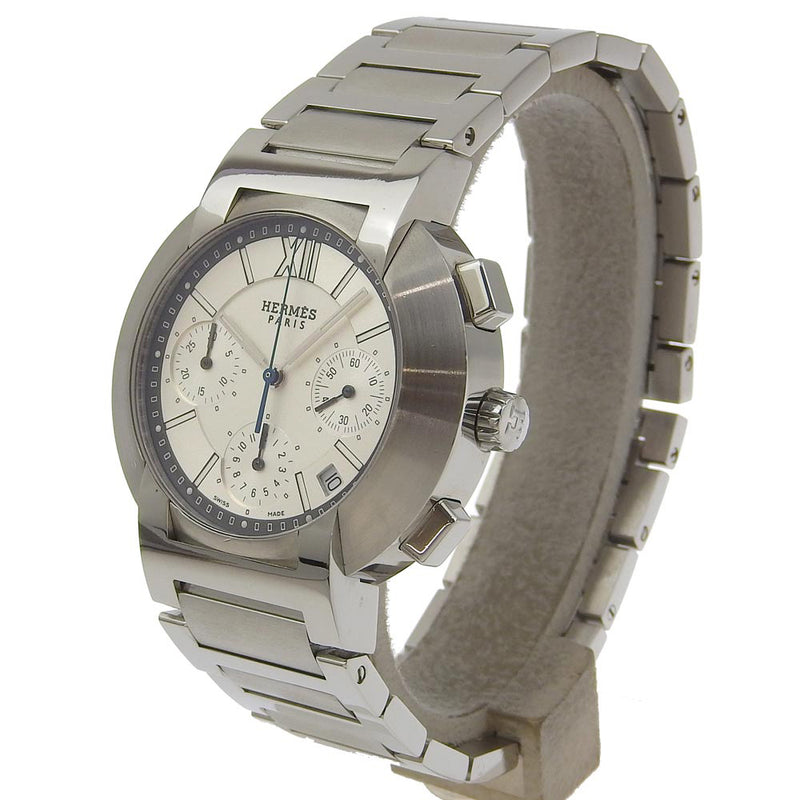 [Hermes] Hermes Nomard Watch No1.910 en acier inoxydable Quartz Chronographe blanc Nomad Men