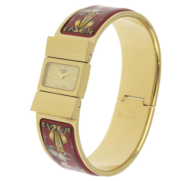 [Hermes] Herma Location Watch Lo1.201 Gold Plating Quartz 아날로그 위치 ladies