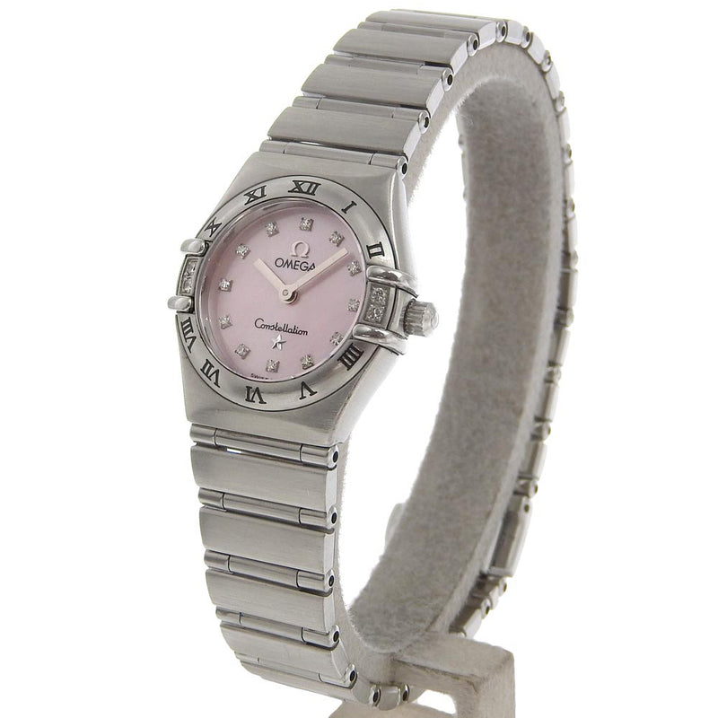 [OMEGA] Omega Constellation Watch 12P DiamondBezel Cal.1456 1567.66 Stainless Steel Quartz Analog display Raspberry PinkShell dial CONSTELLATION Ladies