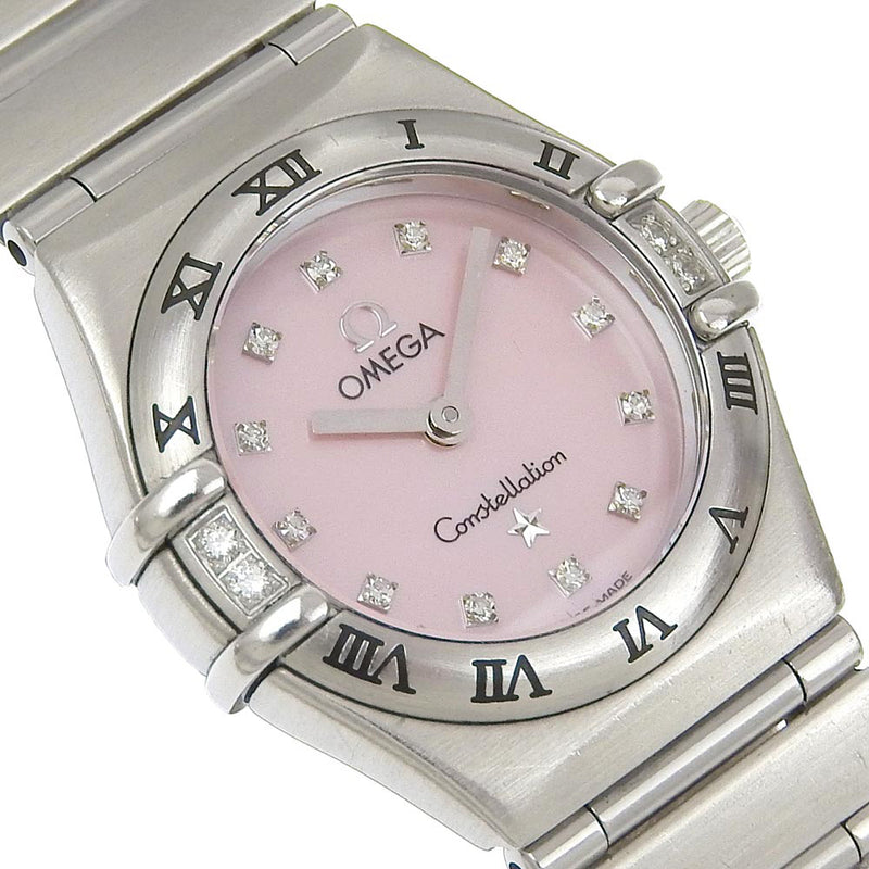 [OMEGA] Omega Constellation Watch 12P DiamondBezel Cal.1456 1567.66 Stainless Steel Quartz Analog display Raspberry PinkShell dial CONSTELLATION Ladies