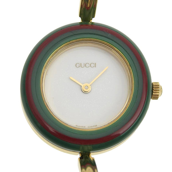 [GUCCI] Gucci changeBezel Watch 11/12.2 Plated Gold Gold Quartz Analog display White dial Change Bezel Ladies