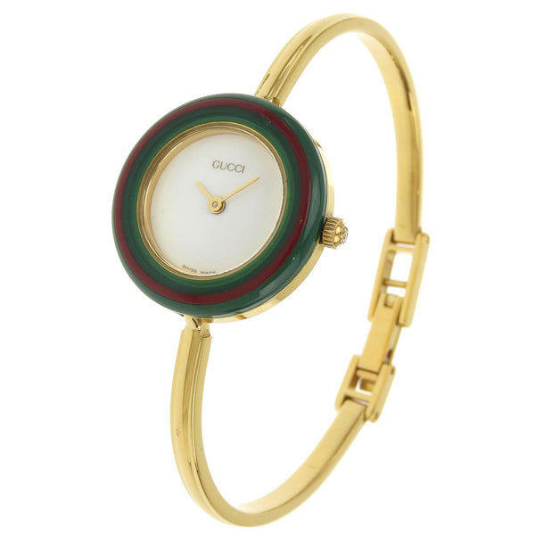 [Gucci] Gucci 
 Cambiar Besel Watch 
 11/12.2 Gold Chapado de oro Gold Quartz Display White Dial Change Bisel Damas