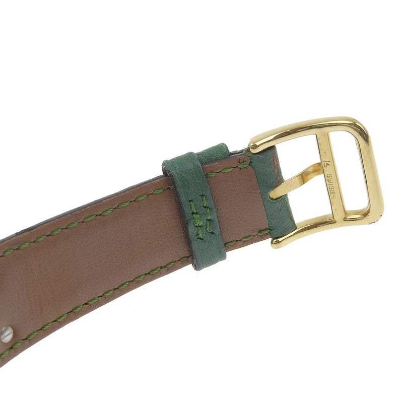 [HERMES] Hermes 
 Medor watch 
 Plated Gold× Leather green Quartz White dial Medor Ladies