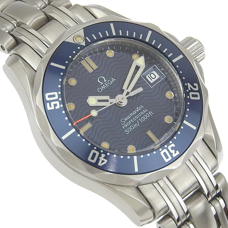 [오메가] 오메가 
 Seamaster 보다 
 전문 300m 2583.80 스테인레스 스틸 쿼츠 아날로그 디스플레이 네이비 다이얼 Seamaster Ladies