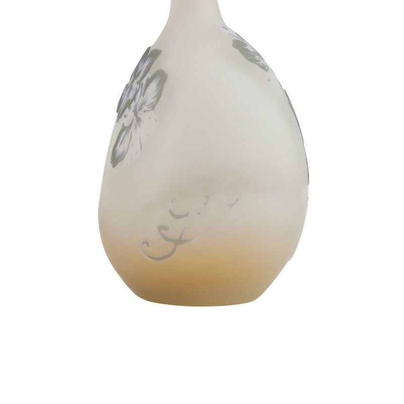 Cameo de vidrio con patrón de hortensia, jarrón de jarrón de boca fina [tasación de Ichikawa Seiken]