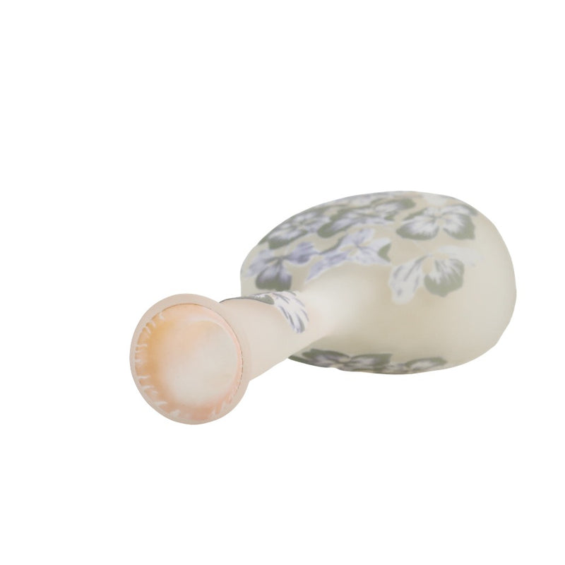 Cameo de vidrio con patrón de hortensia, jarrón de jarrón de boca fina [tasación de Ichikawa Seiken]