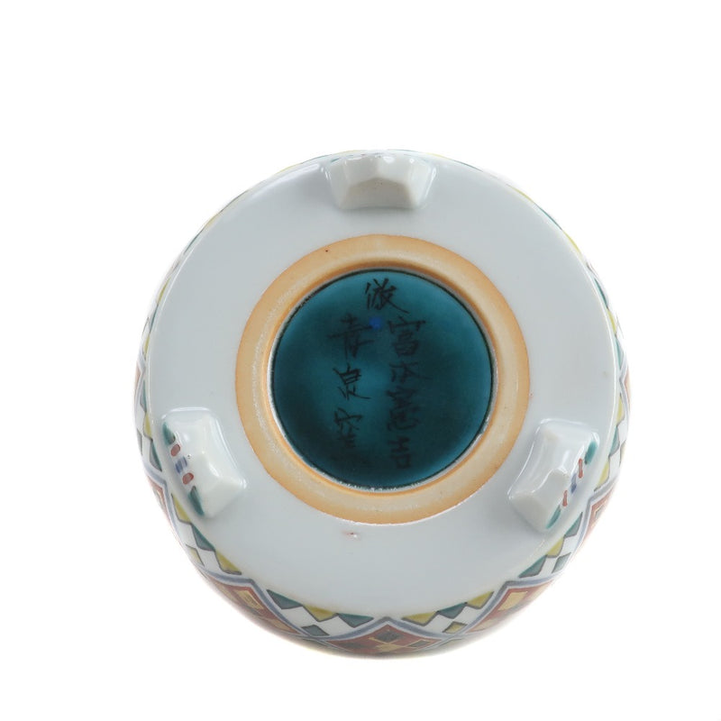 Isumimoto Kenkichi Colored Painting Silver Gold and Silver-colored Diamond Patterns Incense Burner Antique