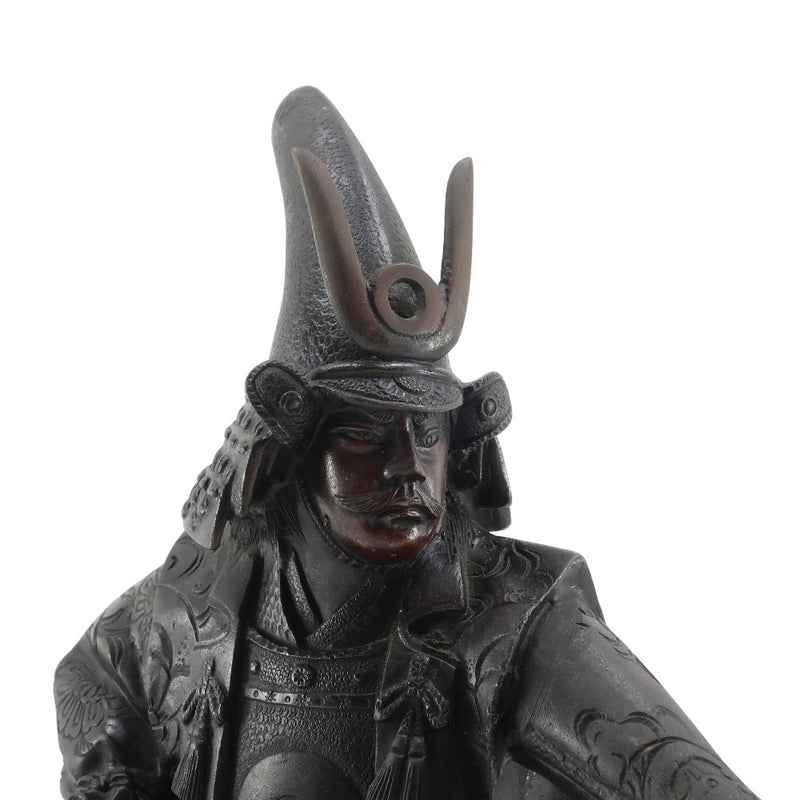 時代金工 明治期 ブロンズ像 加藤清正 薙刀 置物 床飾 高58㎝ BK091