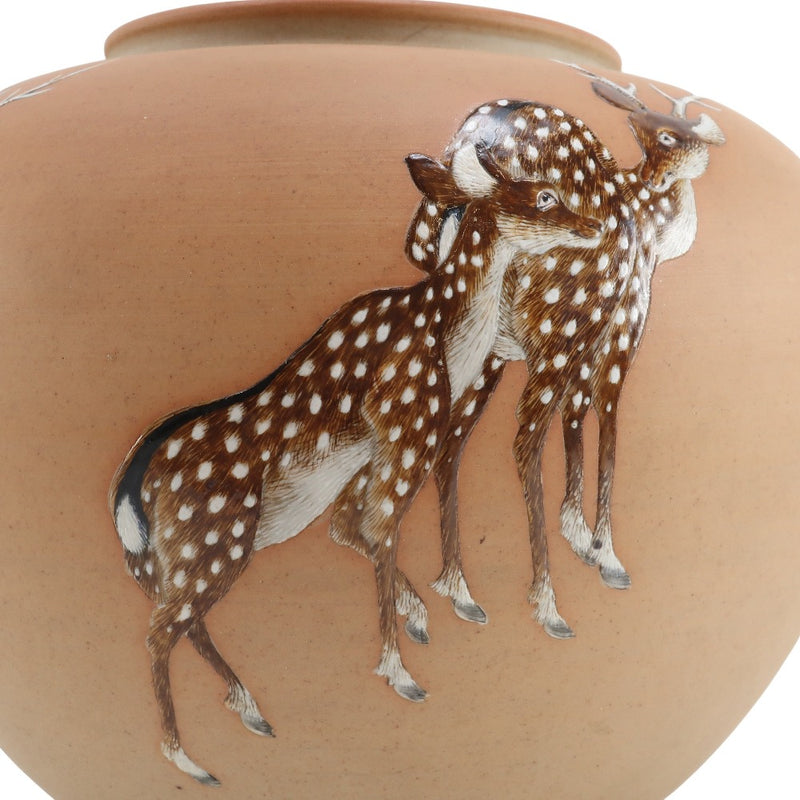 Antiquités Vase de cerfs fabriquées par Shinkuzu Kayama