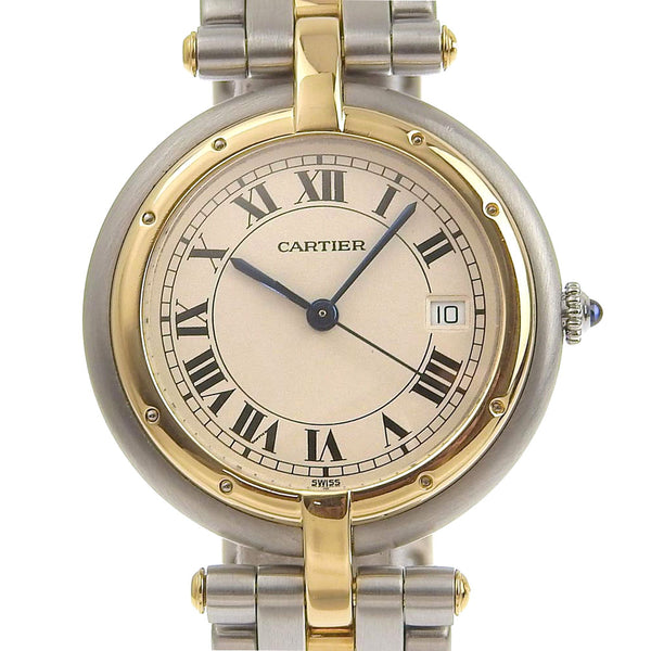 [Cartier] Cartier 
 Panthail LM Watch 
 Round 83084241 Gold & Steel Quartz Analog Display Beige Dial Pantherelm Men's