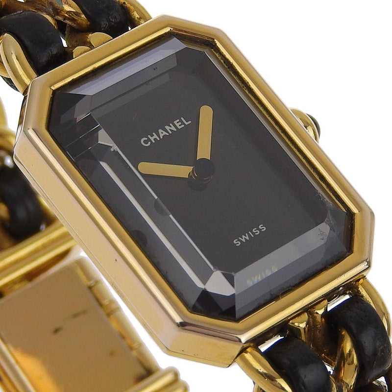 [CHANEL] Chanel Premiere L L -Watch H0001 Plated Gold× Leather black Quartz Analog display black dial Premiere L Ladies