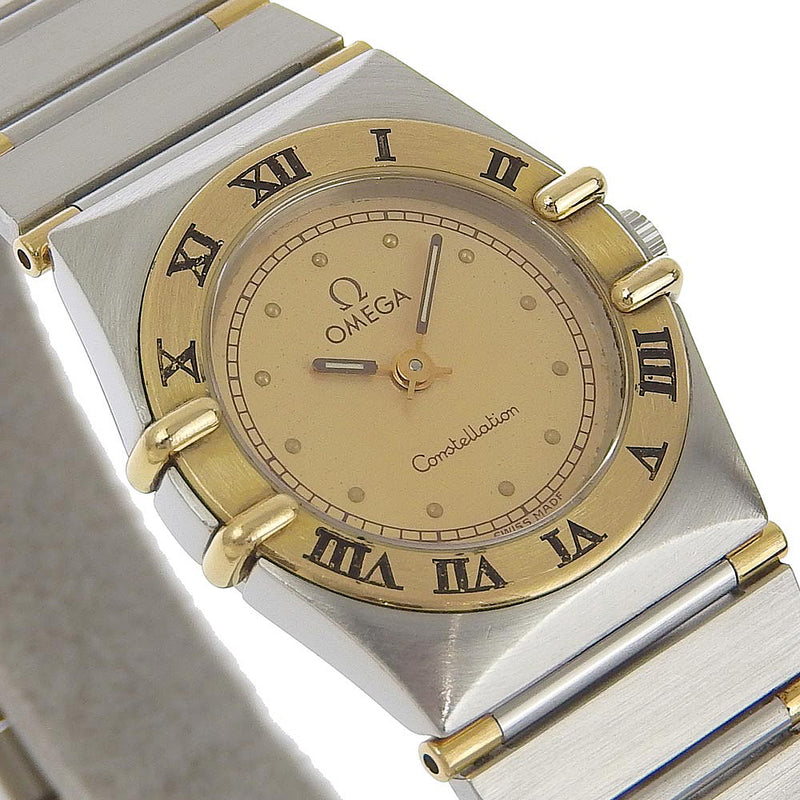 【OMEGA】オメガ コンステレーション ミニ ステンレススチール シルバー/ゴールド クオーツ アナログ表示 レディース ゴールド文字盤 腕時計
