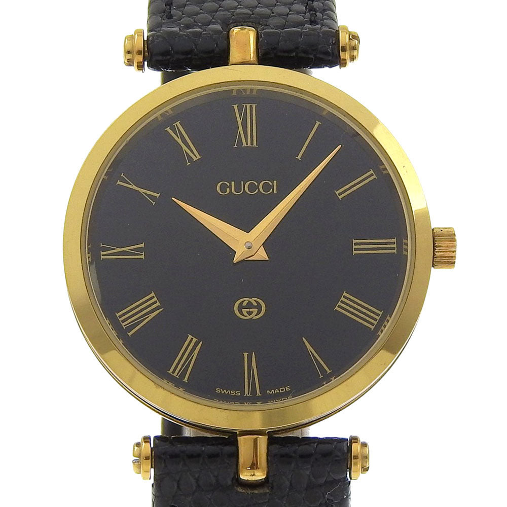 【GUCCI】グッチ シェリー 金メッキ×ステンレススチール ゴールド クオーツ アナログ表示 レディース 黒文字盤 腕時計 GUCCI（グッチ） シェリーライン 腕時計 クオーツ ゴールド文字盤