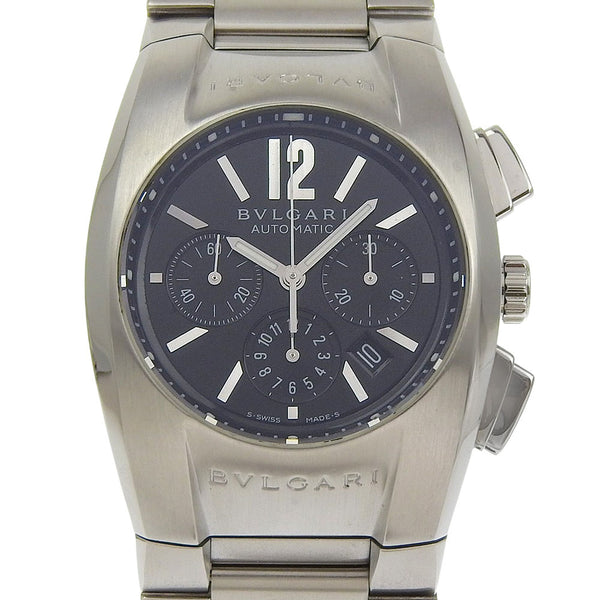 [BVLGARI] Bvlgari 
 reloj ergonómico 
 Cal.2094 EG35CH Acero inoxidable Cronógrafo automático Esfera negra Elgon Rango A para hombre