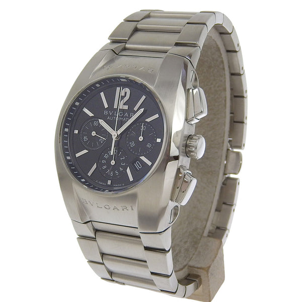 [BVLGARI] Bvlgari 
 reloj ergonómico 
 Cal.2094 EG35CH Acero inoxidable Cronógrafo automático Esfera negra Elgon Rango A para hombre
