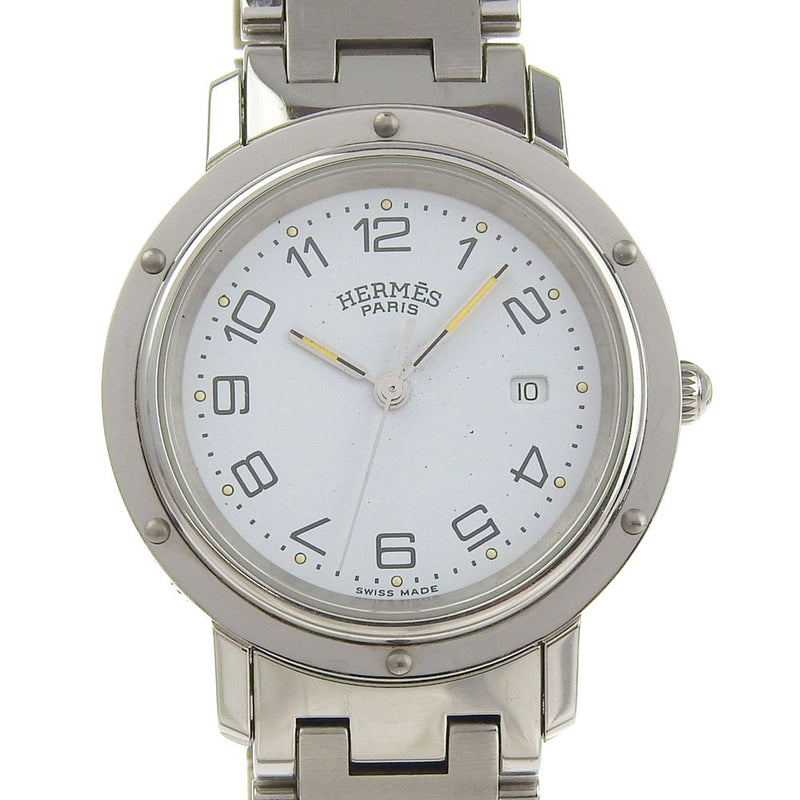 [HERMÈS] Hermès 
 montre tondeuse 
 CL3.410 acier inoxydable Quartz affichage analogique cadran blanc Clipper dames