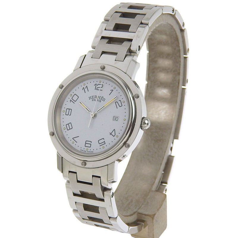 [HERMÈS] Hermès 
 montre tondeuse 
 CL3.410 acier inoxydable Quartz affichage analogique cadran blanc Clipper dames