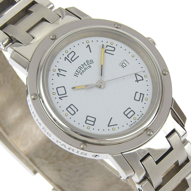 [HERMÈS] Hermès 
 montre tondeuse 
 CL3.410 acier inoxydable Quartz affichage analogique cadran blanc Clipper dames