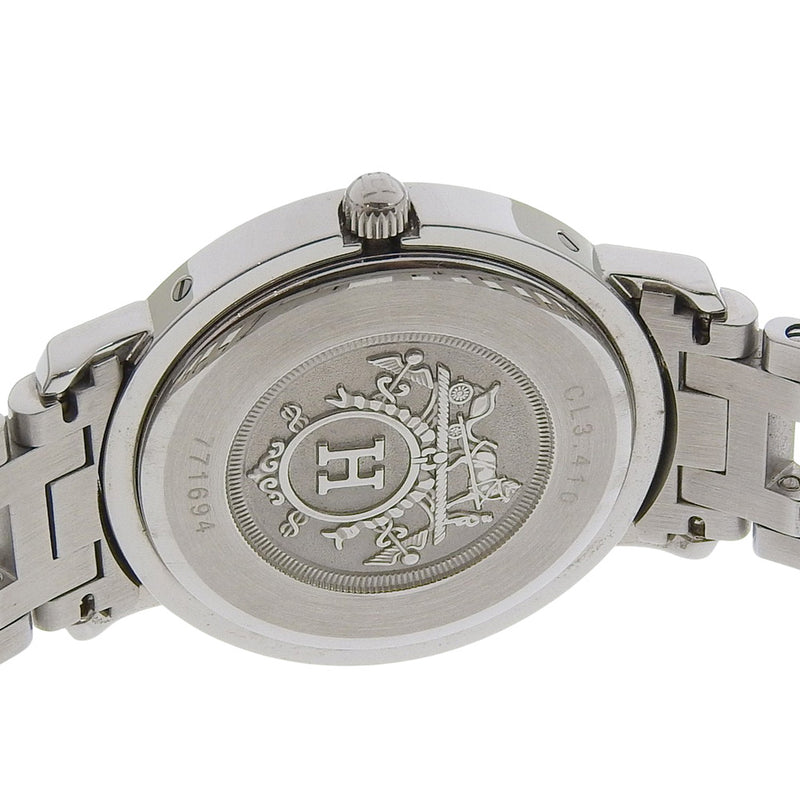 [HERMÈS] Hermès 
 montre tondeuse 
 CL3.410 acier inoxydable Quartz affichage analogique cadran blanc Clipper dames