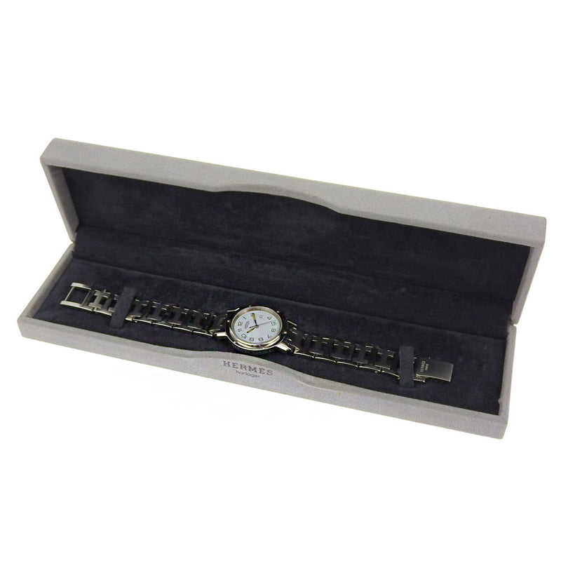 [HERMÈS] Hermès 
 montre tondeuse 
 CL3.410 acier inoxydable Quartz affichage analogique cadran blanc Clipper dames
