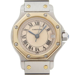 [Cartier] Cartier Santos Ostagon SM Watch 187903 Stainless Steel Quartz Analog display beige dial Santos octagon SM Ladies