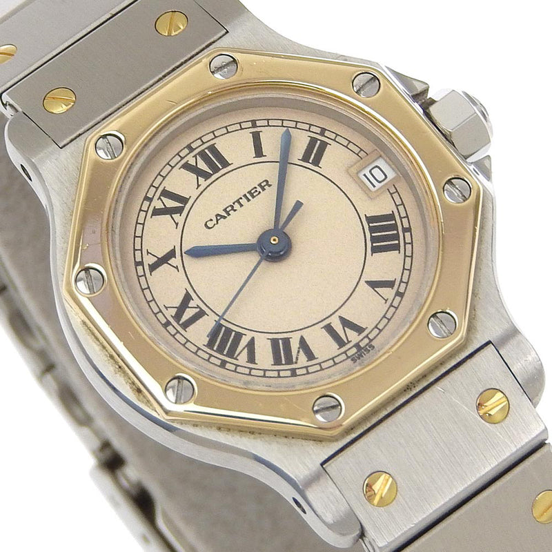 [Cartier] Cartier Santos Ostagon SM Watch 187903 Stainless Steel Quartz Analog display beige dial Santos octagon SM Ladies