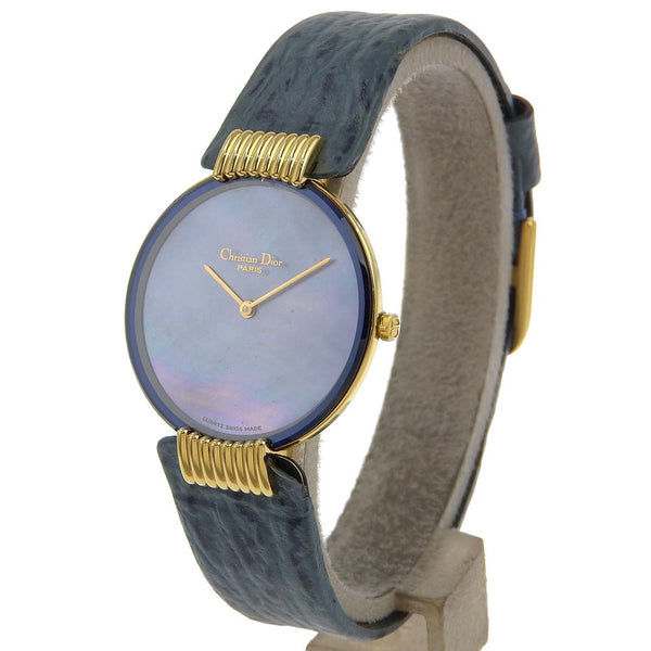 [Dior] Dior Bakira Watch D47-153-5 Gold Placing x Quartz en cuir en relief Affichage analogique Blue Shell Dial Bakira Boys