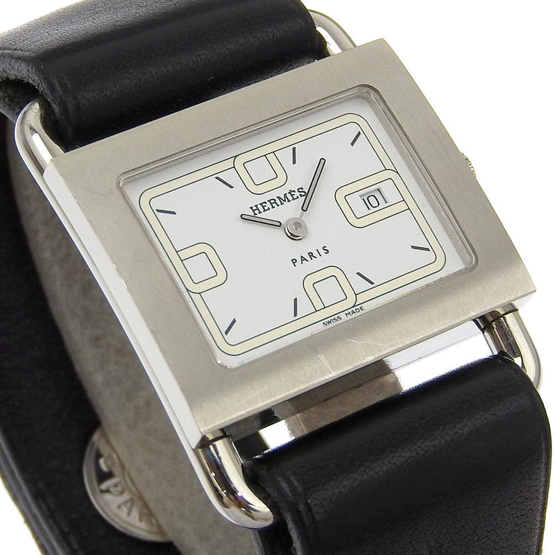 [HERMES] Hermes 
 Valunnia watch 
 Ba1.510 Stainless Steel×Embossed Leather Quartz Analog display White dial VALENIA Ladies