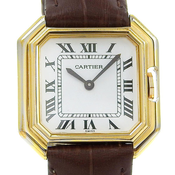 [CARTIER] Cartier Senture LM montre Vermille Cal.2512-1 Silver 925 × Enhanced Leather Gold Wash White DIAL WLIC