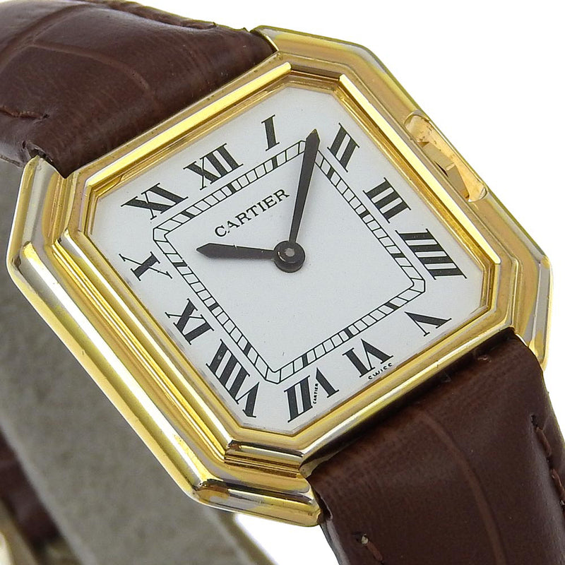 【CARTIER】カルティエ
 サンチュールLM 腕時計
 ヴェルメイユ cal.2512-1 シルバー925×型押しレザー ゴールド 手巻き 白文字盤 ceintureLM レディース