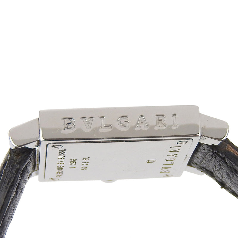 [Bvlgari] bulgari 
 Reloj cuádratado 
 SQ22SL acero inoxidable x Display analógica de cuero en relieve Damas de marcado negro Cuadrat Damas