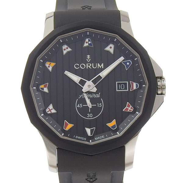 [Corum] corm 
 Almirante 42 relojes 
 395.102.22/f371an12 acero inoxidable x pantalla analógica de cuarzo de goma almirante 42 hombres a+rango