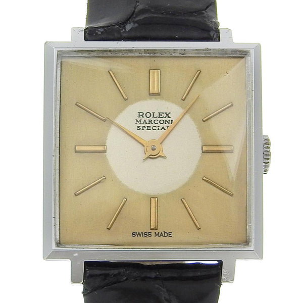 【ROLEX】ロレックス
 MARCONI SPECIAL 腕時計
 スクエア 255 ステンレススチール×クロコダイル 手巻き シャンパンゴールド文字盤 MARCONI SPECIAL レディース