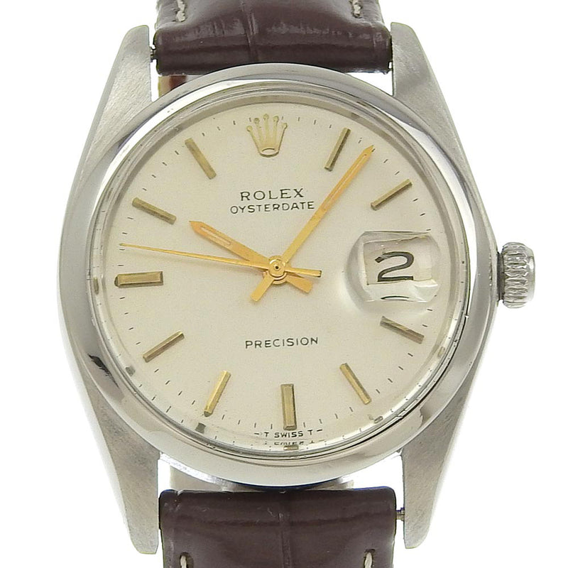 [Rolex] Rolex Oyster Date Watch 6694 en acier inoxydable x en cuir en relief en argent à main argent à main argenté