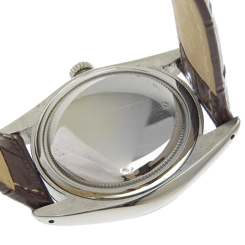 【ROLEX】ロレックス
 オイスターデイト 腕時計
 6694 ステンレススチール×クロコダイル シルバー 手巻き シルバー文字盤 Oyster date メンズB-ランク
