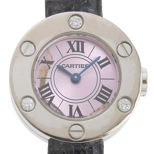 [Cartier] Cartier 
 Love watch watch 
 WE801231 K18 White Gold x Crocodile x Diamond Black Quartz Analog Love Love Watch Ladies B-Rank