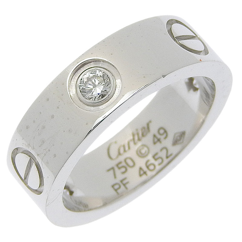 [Cartier] Cartier 
 Love Ring  Anillo / anillo No. 9 
 Medio diamante 18KGold White X Diamond alrededor de 8.5 g de amor Ring Ladies A-Rank