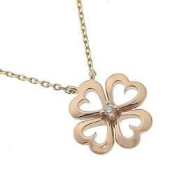 【STAR JEWELRY】スタージュエリー
 クローバー ネックレス
 K10ピンクゴールド×ダイヤモンド 0.01刻印 クローバー 約1.6g Clover レディースSAランク