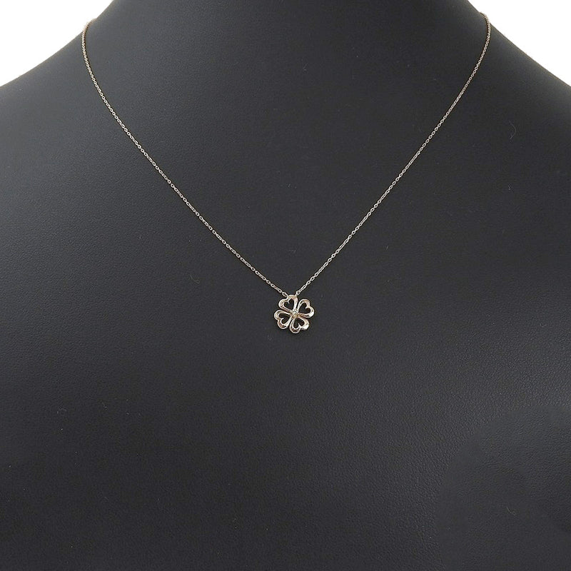 【STAR JEWELRY】スタージュエリー
 クローバー ネックレス
 K10ピンクゴールド×ダイヤモンド 0.01刻印 クローバー 約1.6g Clover レディースSAランク