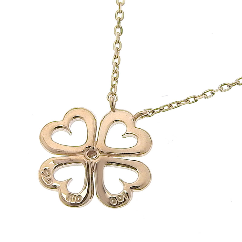 【STAR JEWELRY】スタージュエリー
 クローバー ネックレス
 K10ピンクゴールド×ダイヤモンド 0.01刻印 クローバー 約1.6g Clover レディースSAランク