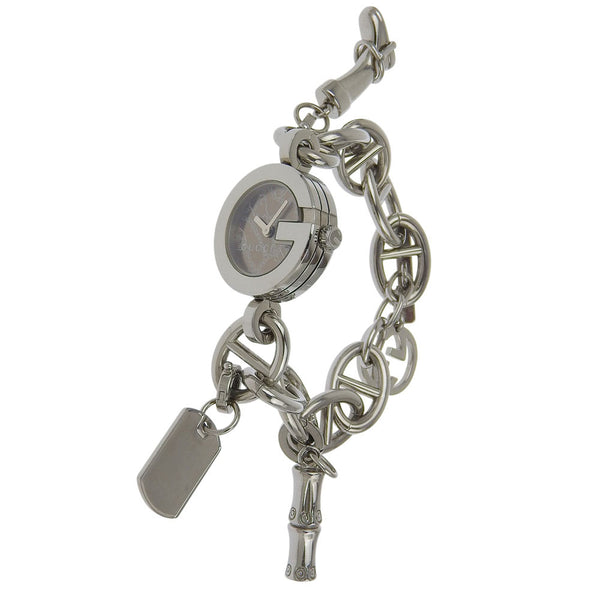 [구찌] 구찌 
 G 참 시계 
 107 스테인레스 스틸 쿼츠 아날로그 디스플레이 브라운 다이얼 G 참 여성용