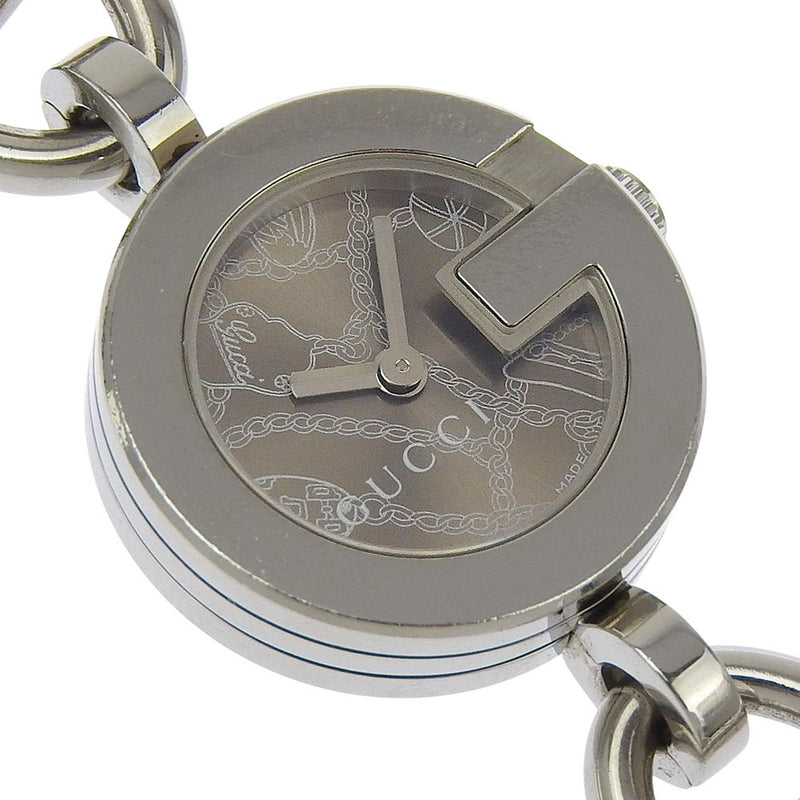 [구찌] 구찌 
 G 참 시계 
 107 스테인레스 스틸 쿼츠 아날로그 디스플레이 브라운 다이얼 G 참 여성용