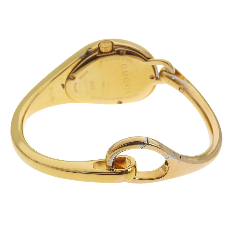 [구찌] 구찌 
 말시계 
 YA103 골드 도금 쿼츠 아날로그 디스플레이 화이트 다이얼 Horsebit 여성용