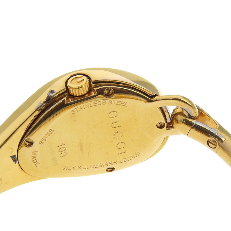 [구찌] 구찌 
 말시계 
 YA103 골드 도금 쿼츠 아날로그 디스플레이 화이트 다이얼 Horsebit 여성용