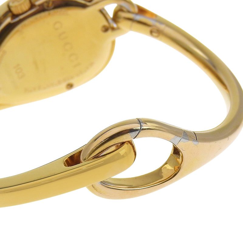 [구찌] 구찌 
 말시계 
 YA103 골드 도금 쿼츠 아날로그 디스플레이 화이트 다이얼 Horsebit 여성용