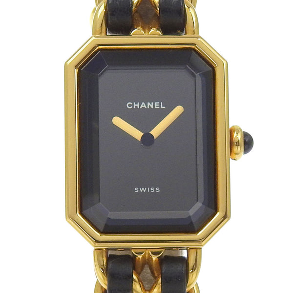 [Chanel] Chanel Premiere l Watch H0001 Gold plaqué x cuir Quartz Affichage analogique Black Dial Premiere l Women's A-Rank