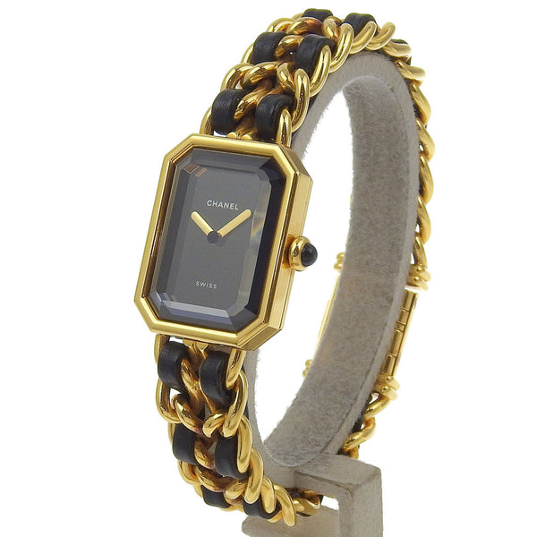 [Chanel] Chanel Premiere l Watch H0001 Gold plaqué x cuir Quartz Affichage analogique Black Dial Premiere l Women's A-Rank