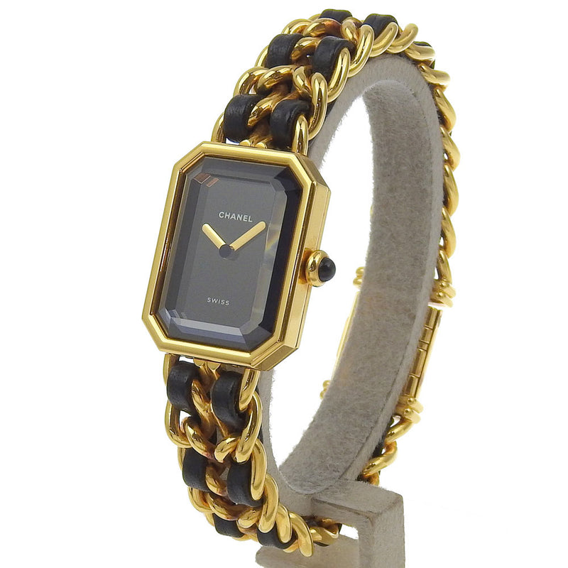 [Chanel] Chanel Premiere l Watch H0001 Gold plaqué x cuir Quartz Affichage analogique Black Dial Premiere l Women's A-Rank